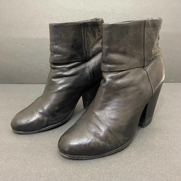 rag & bone | Shoes | Rag And Bone Womens Stacked Heel Round Toe Black ...